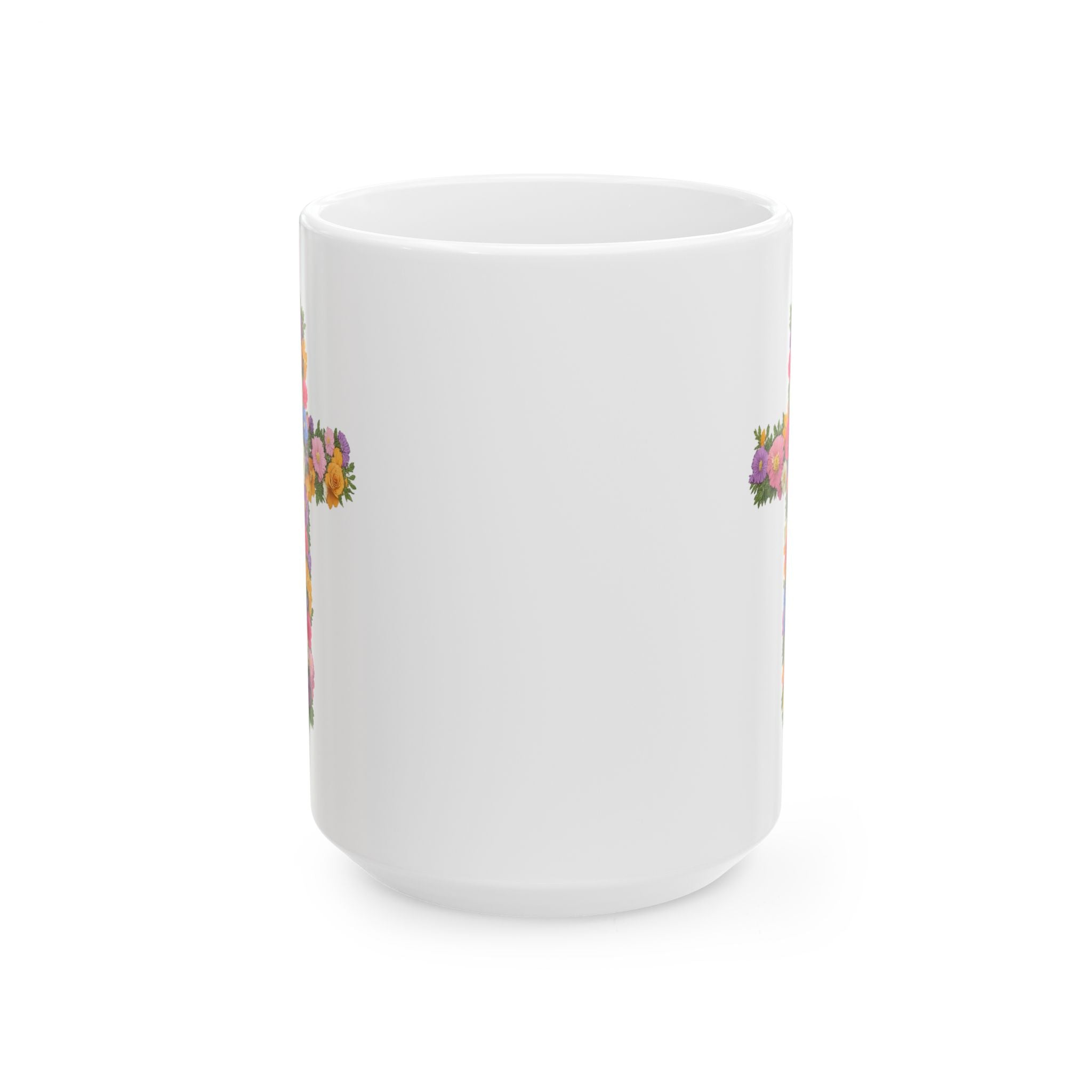 Christian Women's Floral Mug | Faith-Based Cross  Motivational Coffee Tea Cup