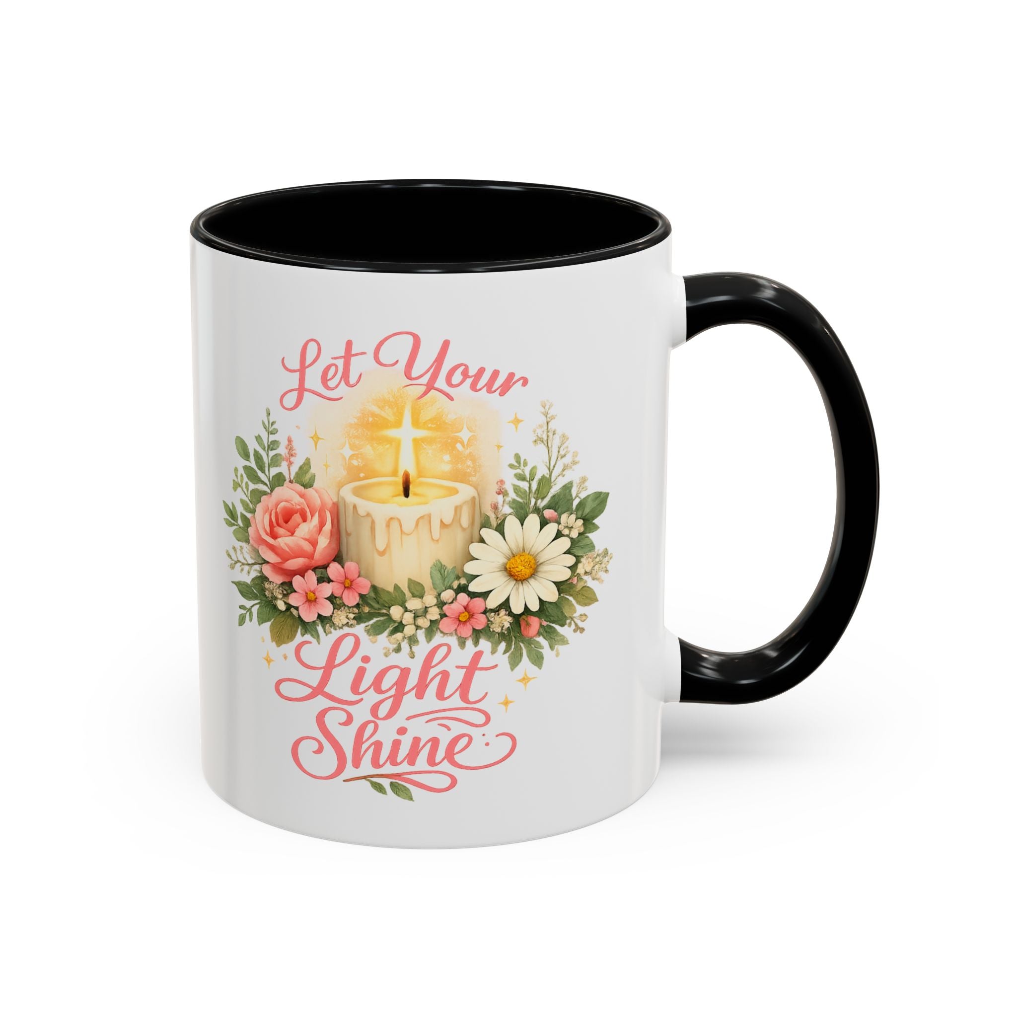 Let Your Light Shine Christian Mug | Floral Candle Faith Coffee Cu