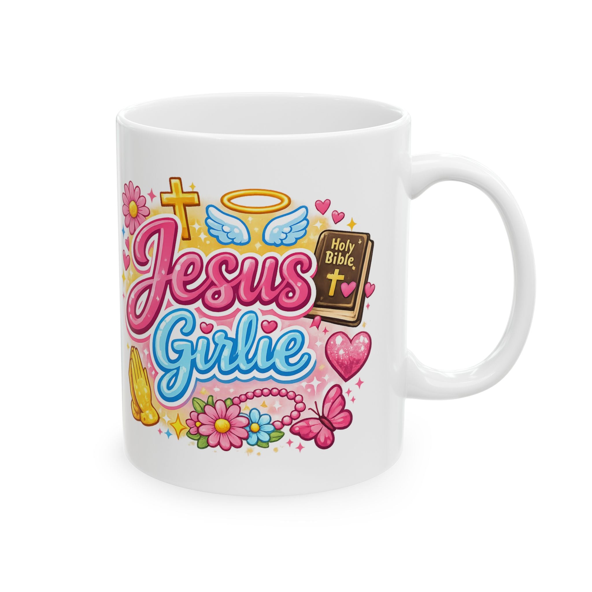 Jesus Girlie Coffee Mug — Cute Christian Women's Ceramic Mug (11oz)