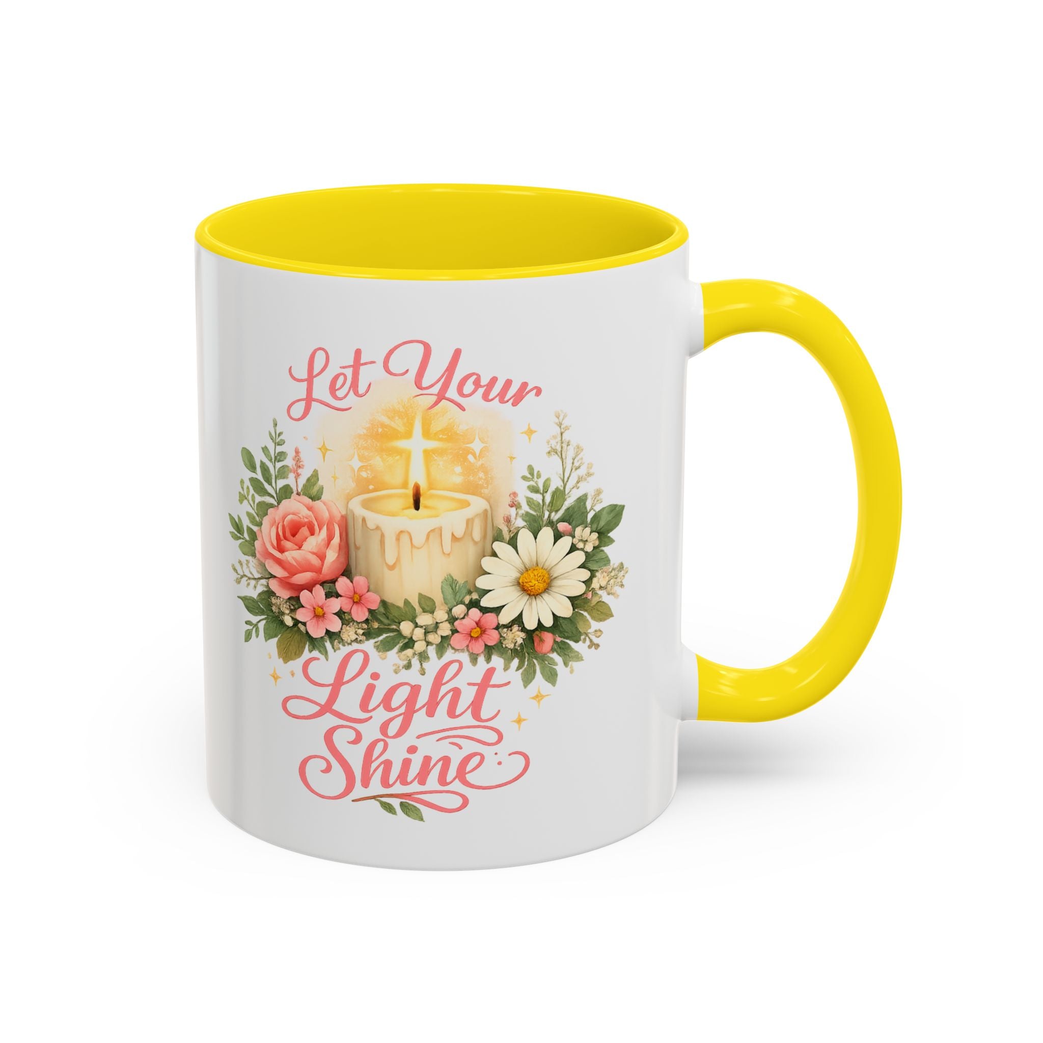 Let Your Light Shine Christian Mug | Floral Candle Faith Coffee Cu