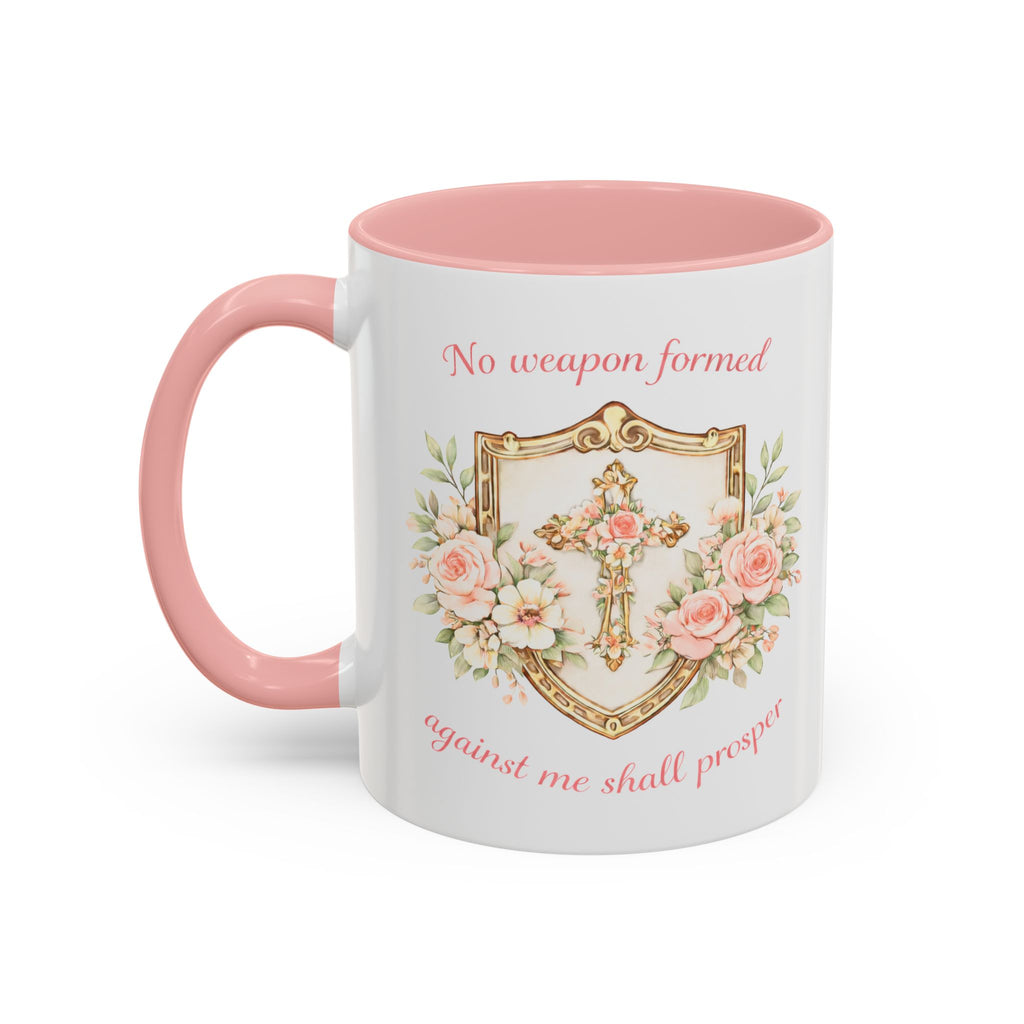 No Weapon Formed Against Me | Floral Women's Coffee Mug, Inspirational Bible Verse