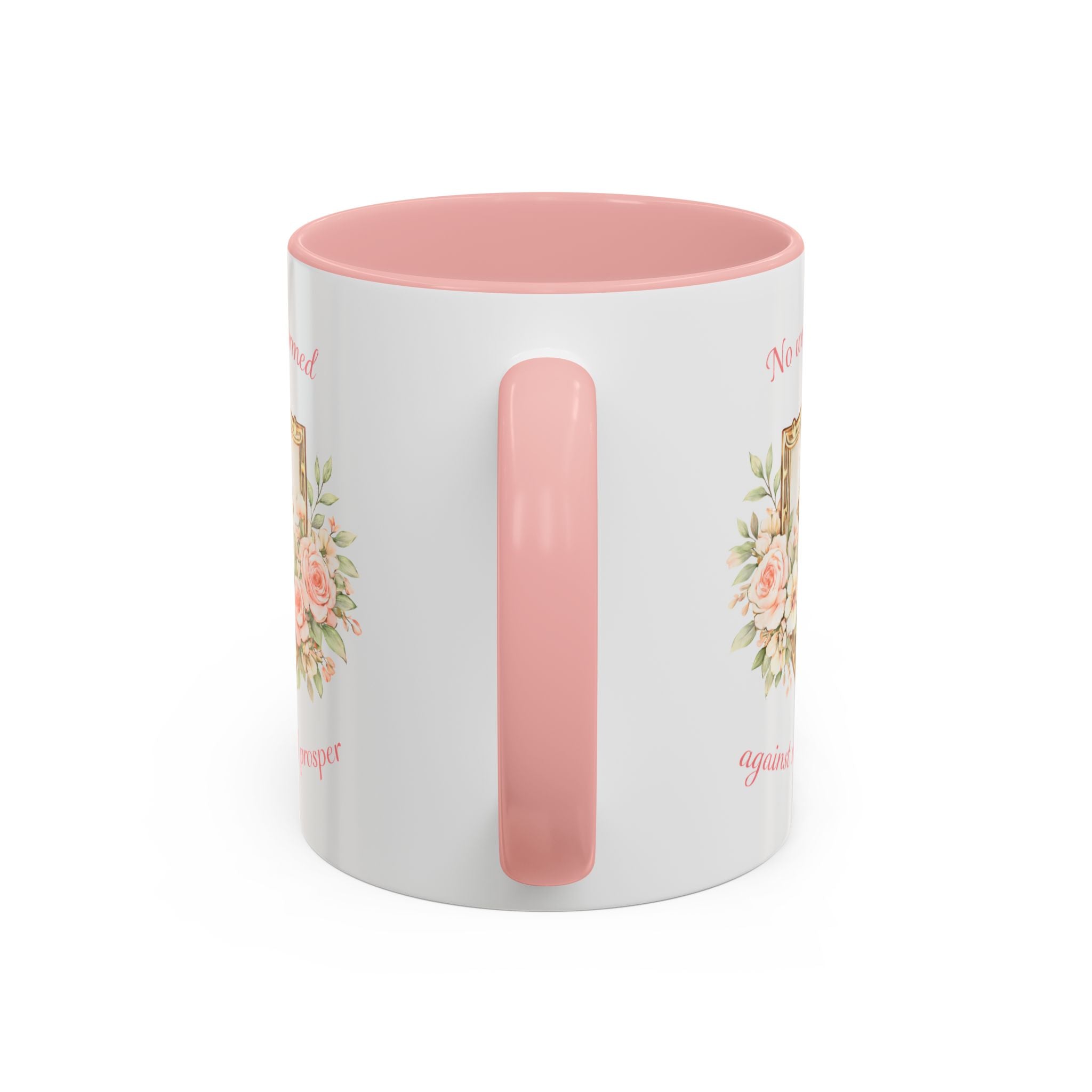 No Weapon Formed Against Me | Floral Women's Coffee Mug, Inspirational Bible Verse