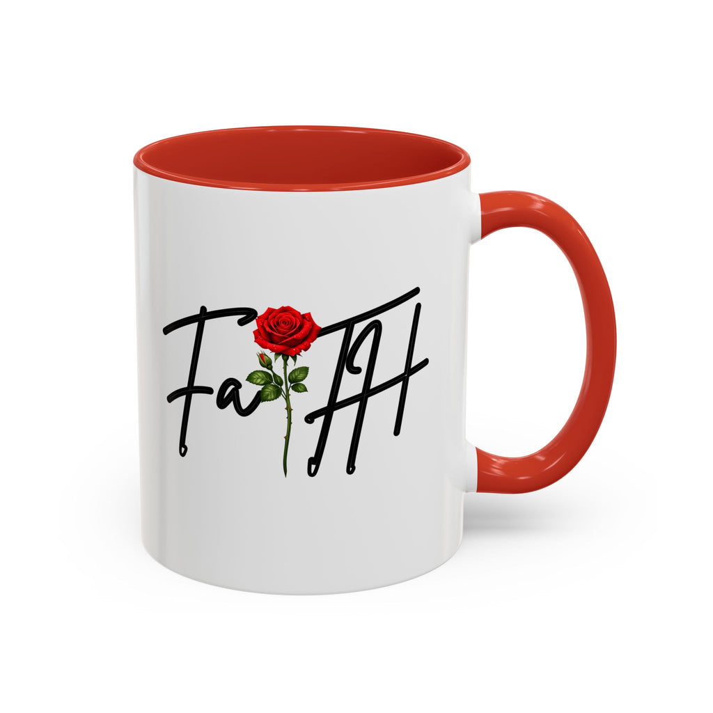 Faith Rose Mug – Inspirational Christian Coffee Cup with Elegant Red Rose Design