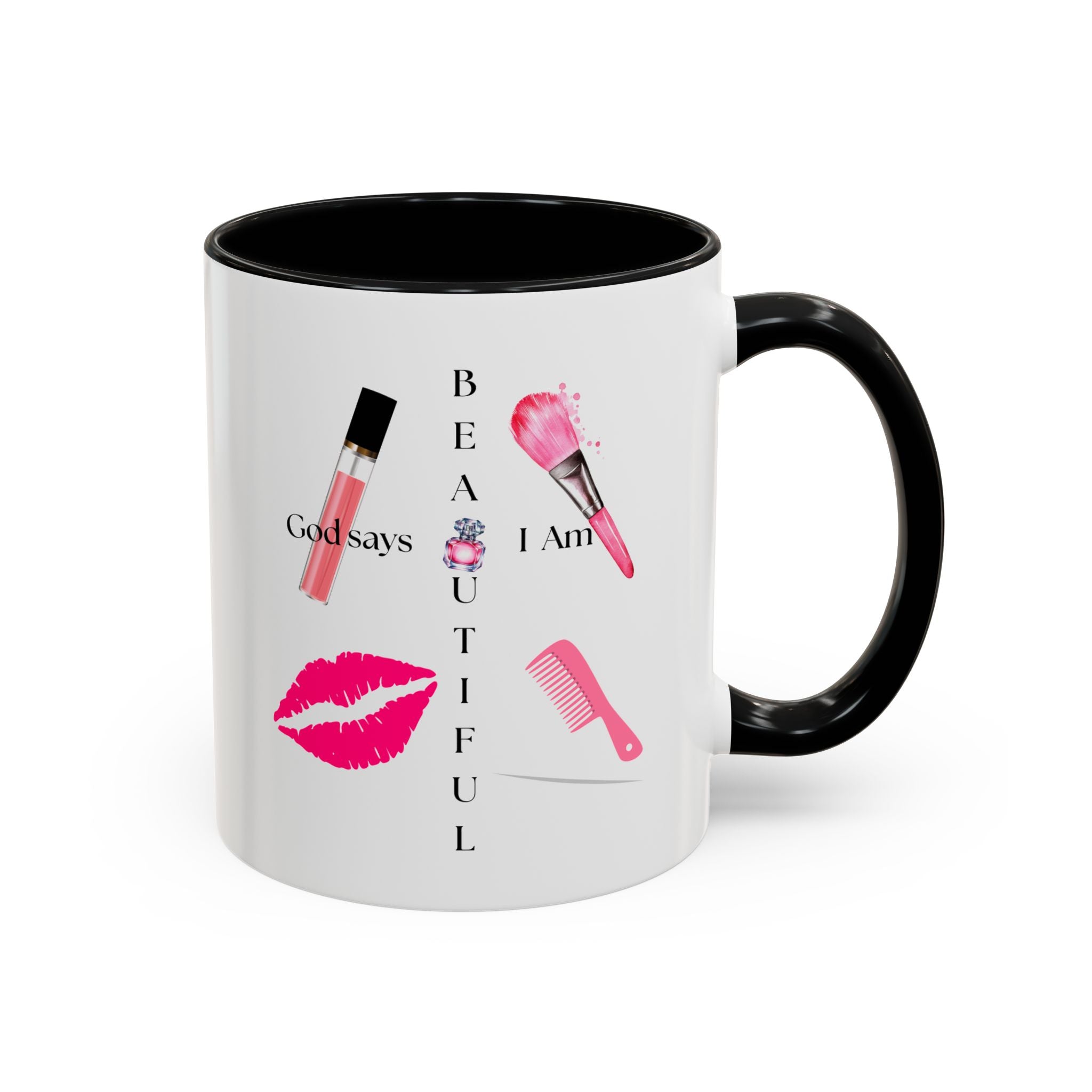 God Says I Am Beautiful Mug | Christian Inspirational Affirmation Coffee Cup for Women