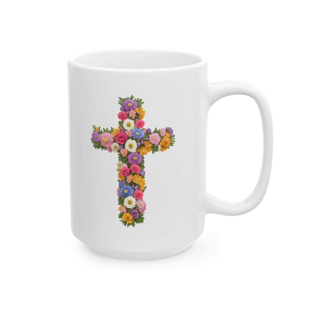 Christian Women's Floral Mug | Faith-Based Cross  Motivational Coffee Tea Cup
