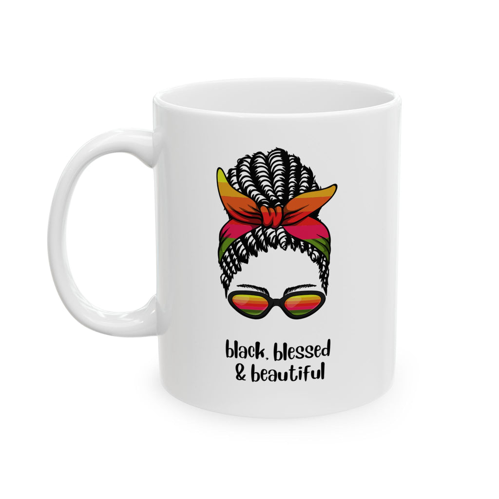 Black, Blessed, and Beautiful | Christian Faith-Based Women's Ceramic Coffee Mug