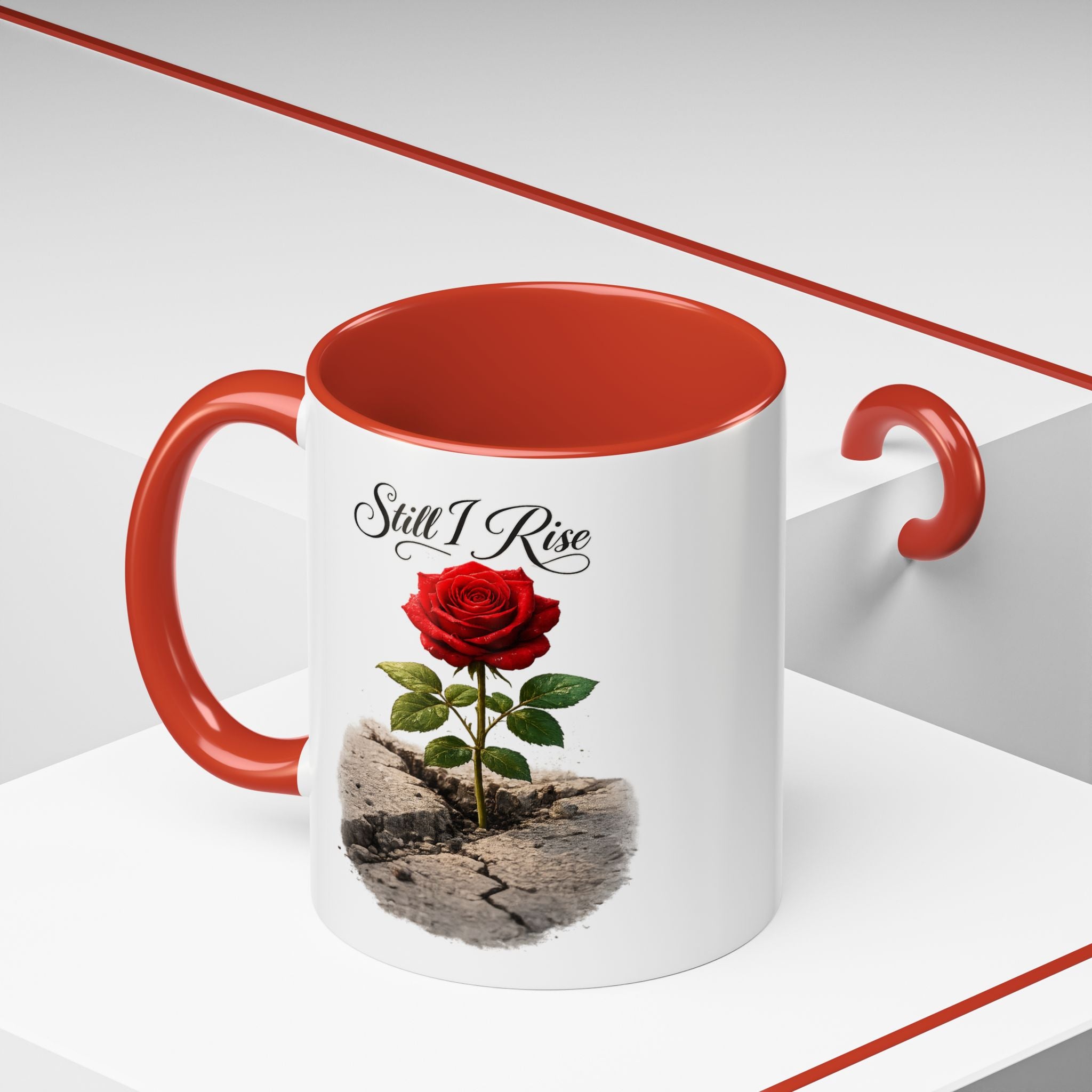 Still I Rise Rose Mug | Inspirational Faith Coffee Cup for Strength & Encouragement