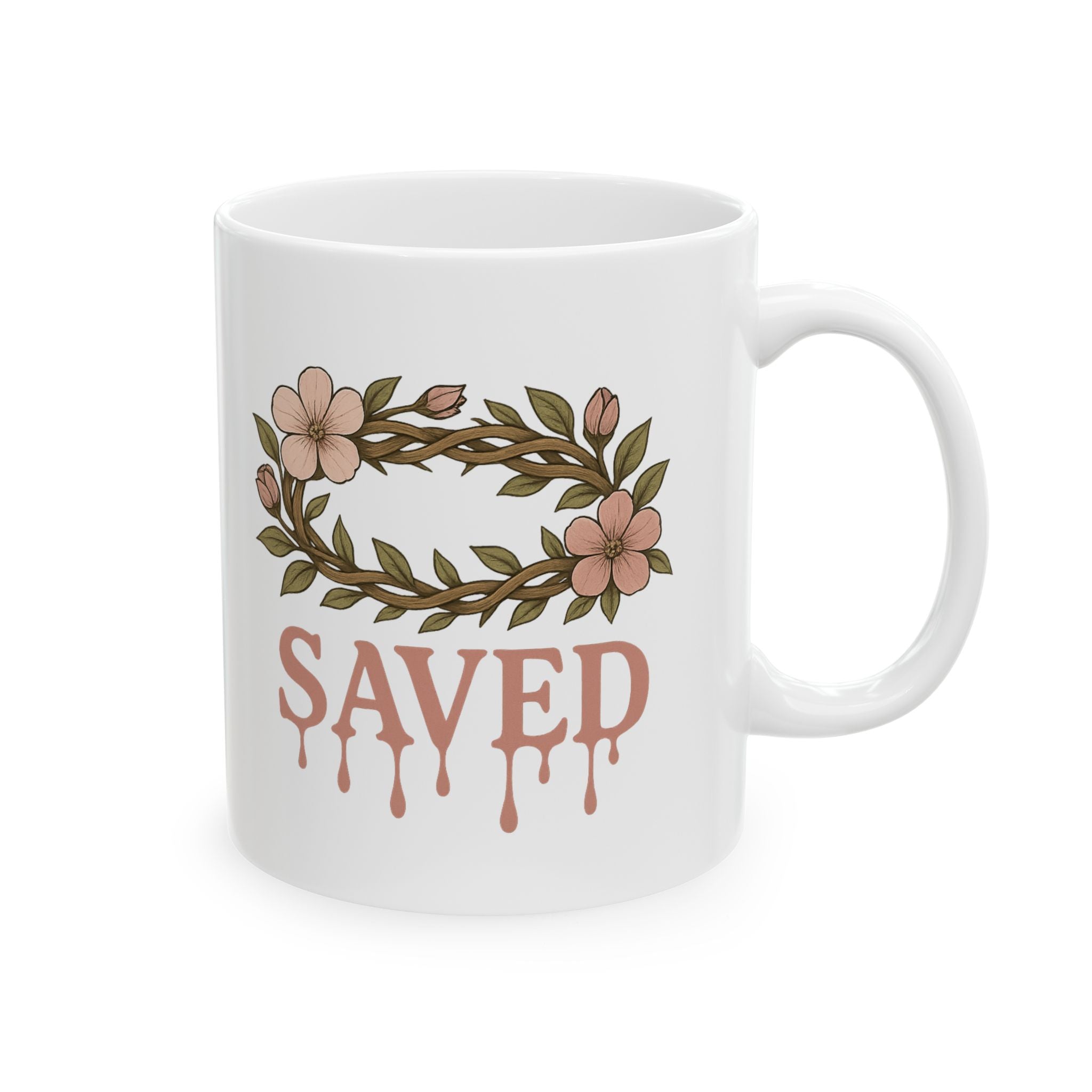 Saved | Christian Faith-Based Floral Coffee mug
