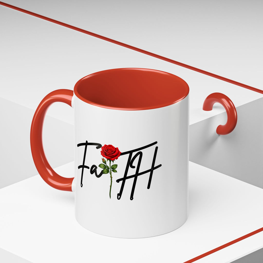 Faith Rose Mug – Inspirational Christian Coffee Cup with Elegant Red Rose Design