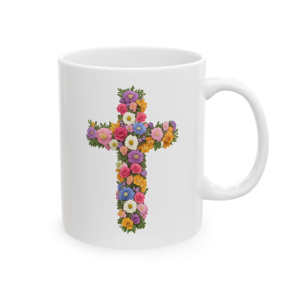 Christian Women's Floral Mug | Faith-Based Cross  Motivational Coffee Tea Cup