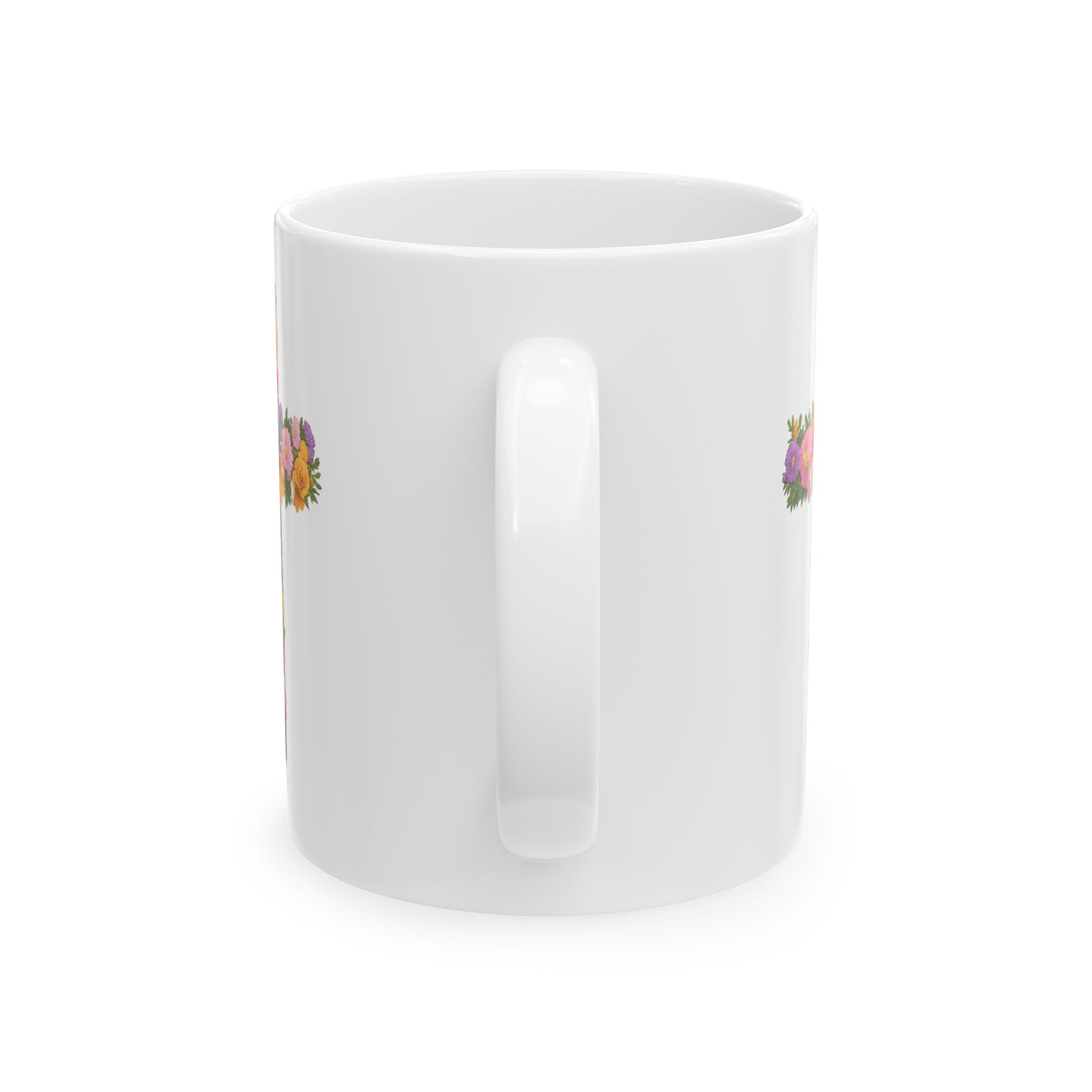 Christian Women's Floral Mug | Faith-Based Cross  Motivational Coffee Tea Cup
