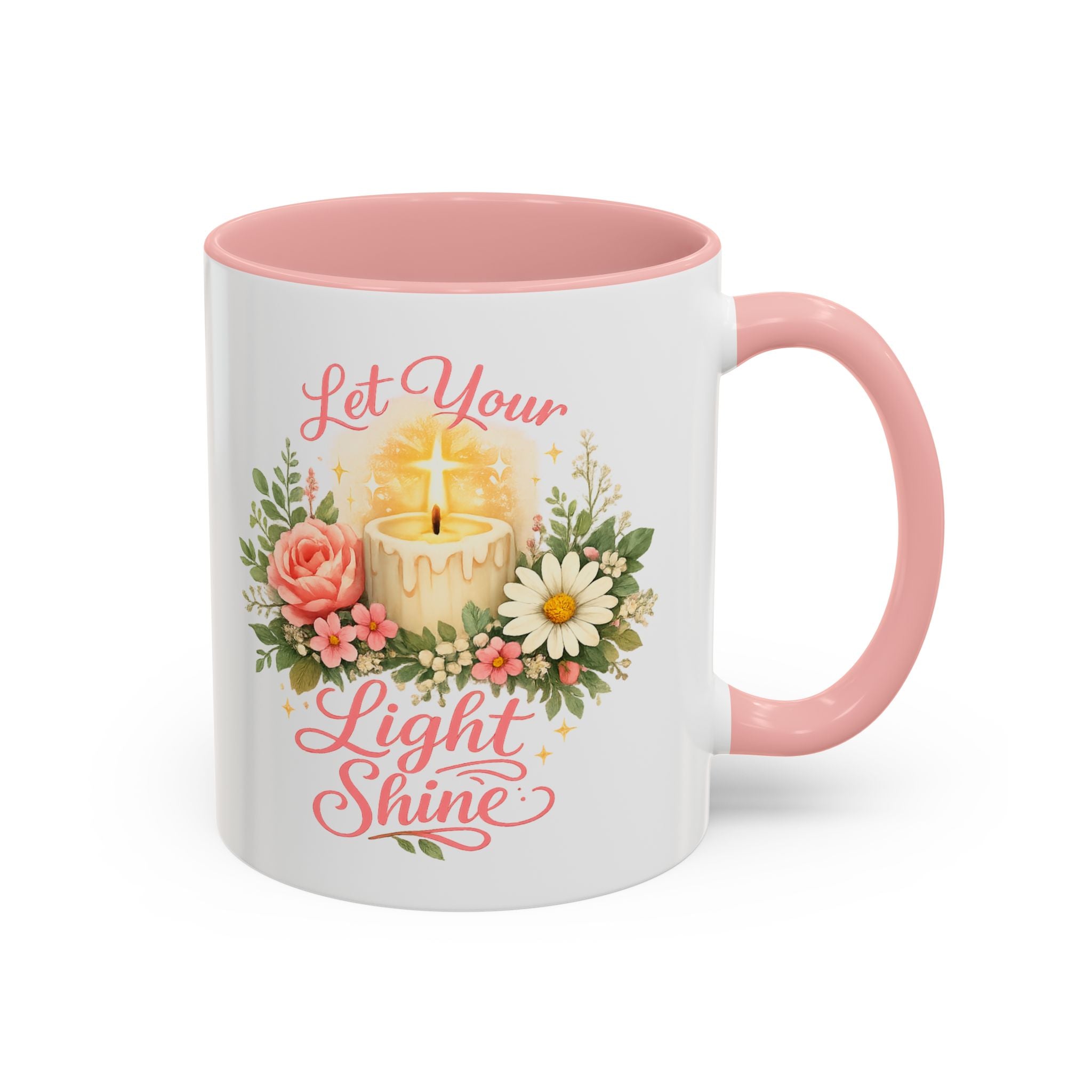 Let Your Light Shine Christian Mug | Floral Candle Faith Coffee Cu