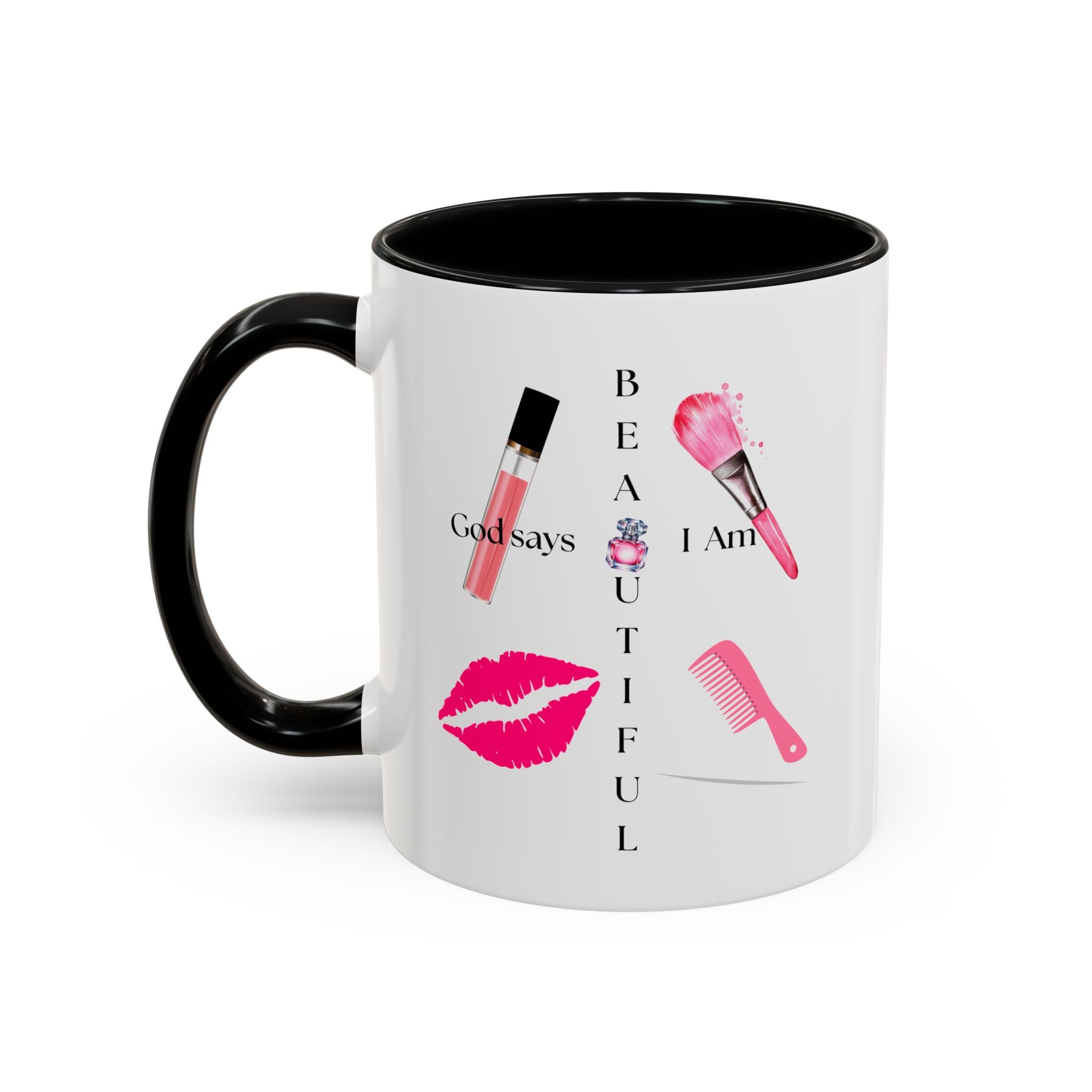 God Says I Am Beautiful Mug | Christian Inspirational Affirmation Coffee Cup for Women