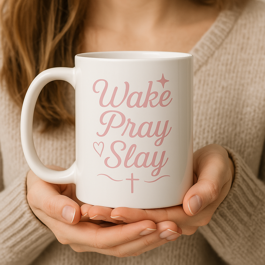 Wake, Pray, Slay | Christian Faith-Based Women's Ceramic Coffee Mug