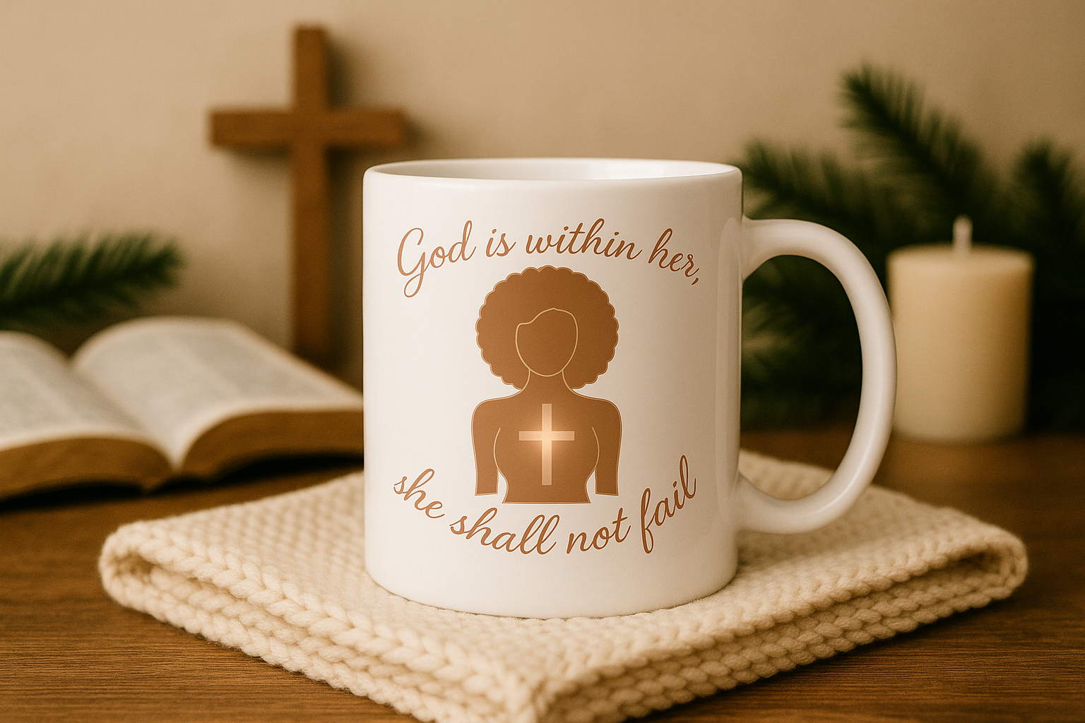 God Is Within Her, She Shall Not Fail | Women's Christian Faith-Based Ceramic Coffee Mug