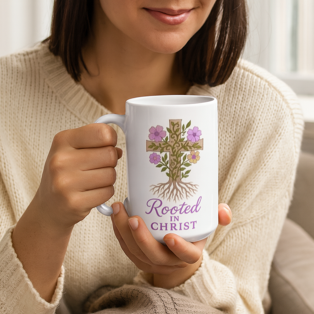 Rooted in Christ | Christian Faith-Based Motivational Coffee Mug