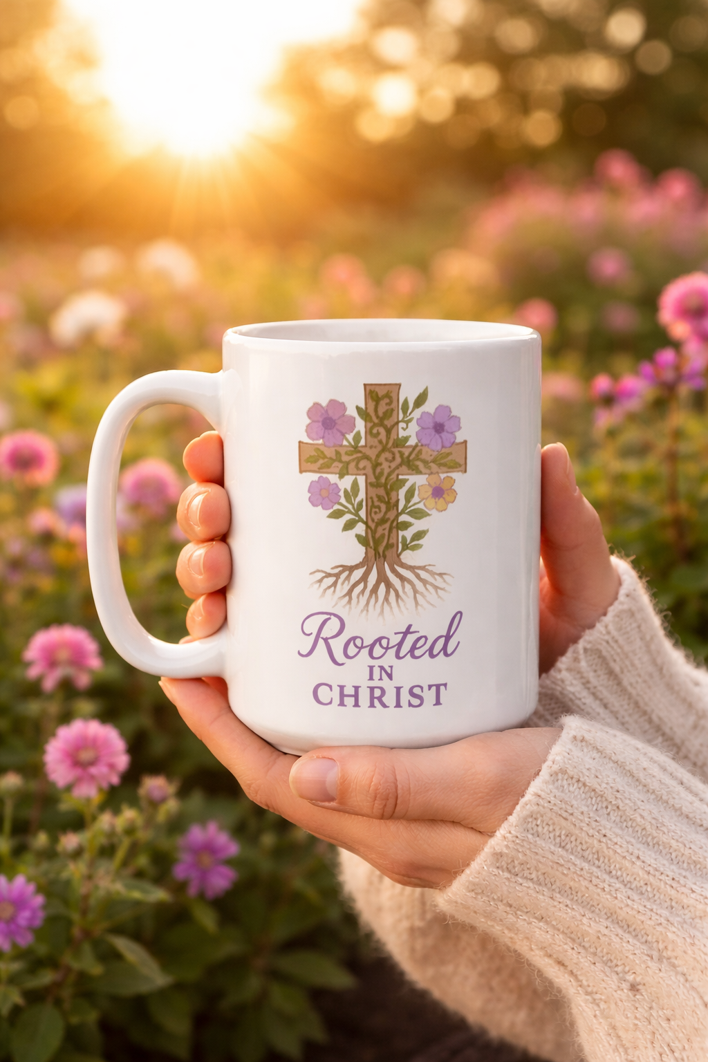 Rooted in Christ | Christian Faith-Based Motivational Coffee Mug