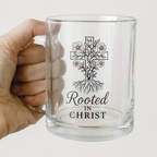 Rooted in Christ | Premium Glass, Clear 10oz Clear Christian Faith-Based Coffee Mug