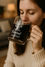 Rooted in Christ | Premium Glass, Clear 10oz Christian Faith-Based Coffee Mug