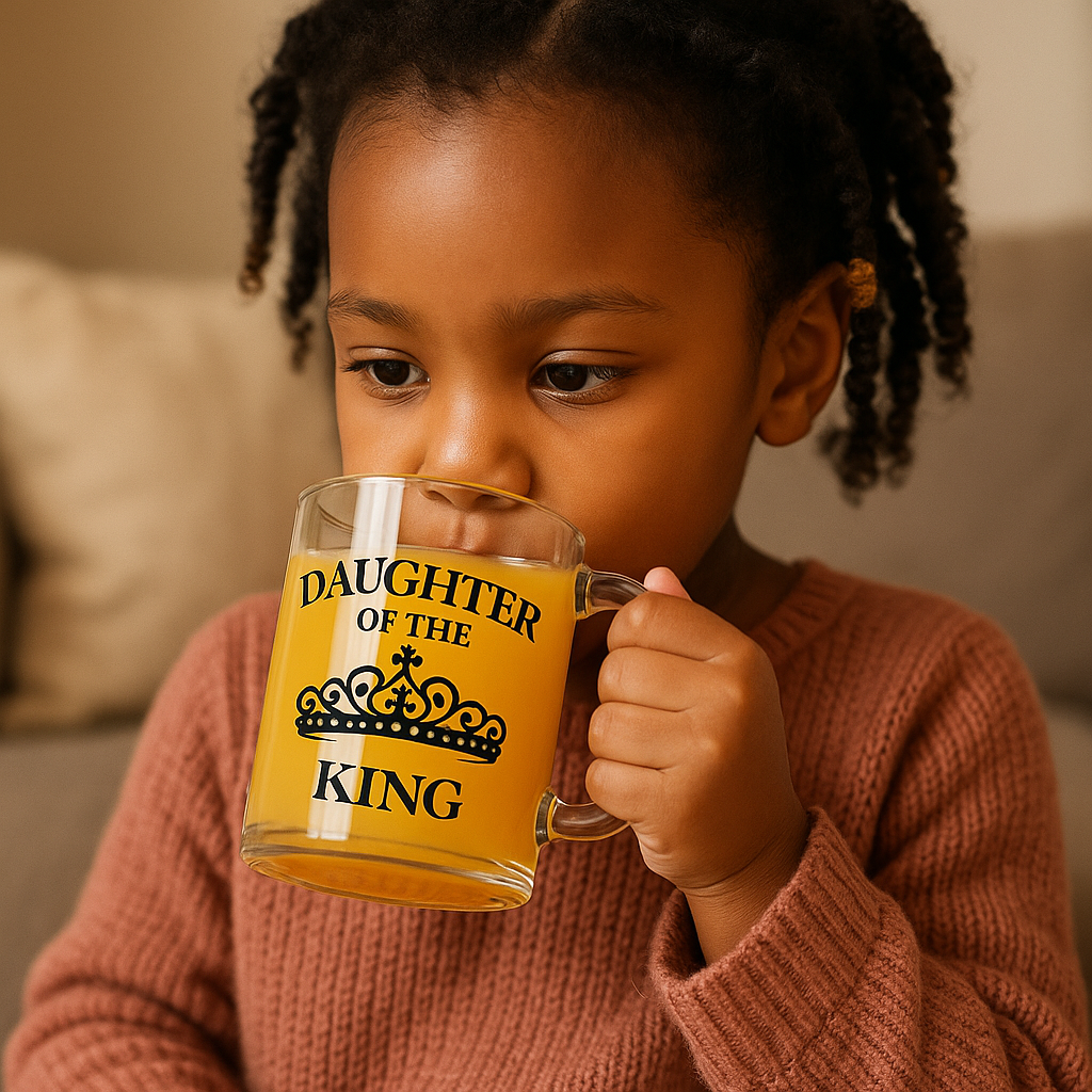Daughter of the King | Premium Glass, Clear 10oz Christian Faith-Based Coffee Mug