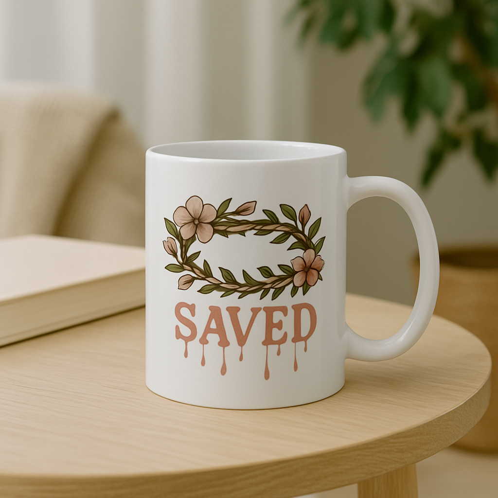 Saved | Christian Faith-Based Floral Coffee mug
