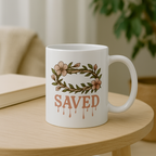 Saved | Christian Faith-Based Floral Coffee mug