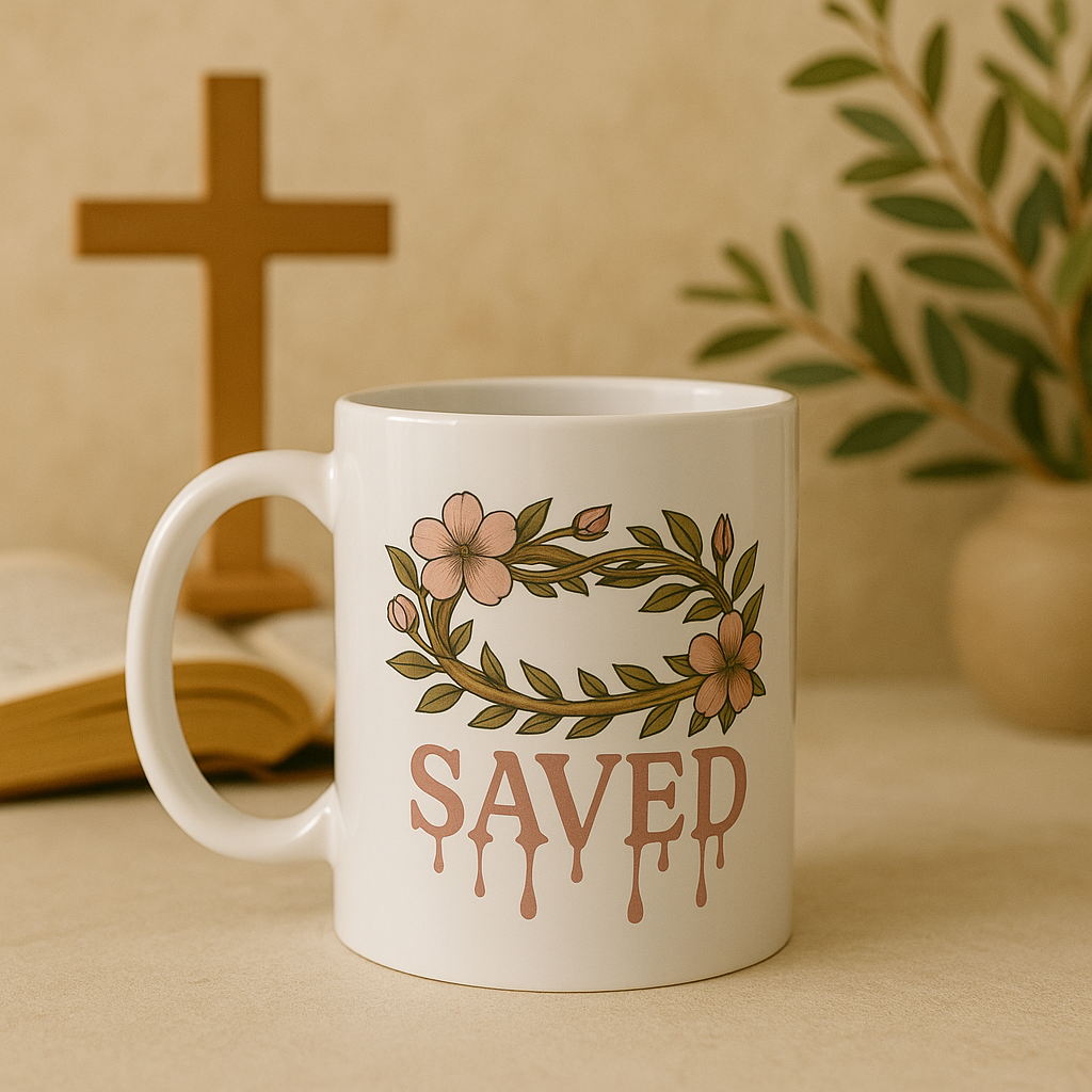 Saved | Christian Faith-Based Floral Coffee mug