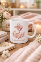 Anchored in Christ Coffee Mug |Motivational Christian Women's Floral (11oz)