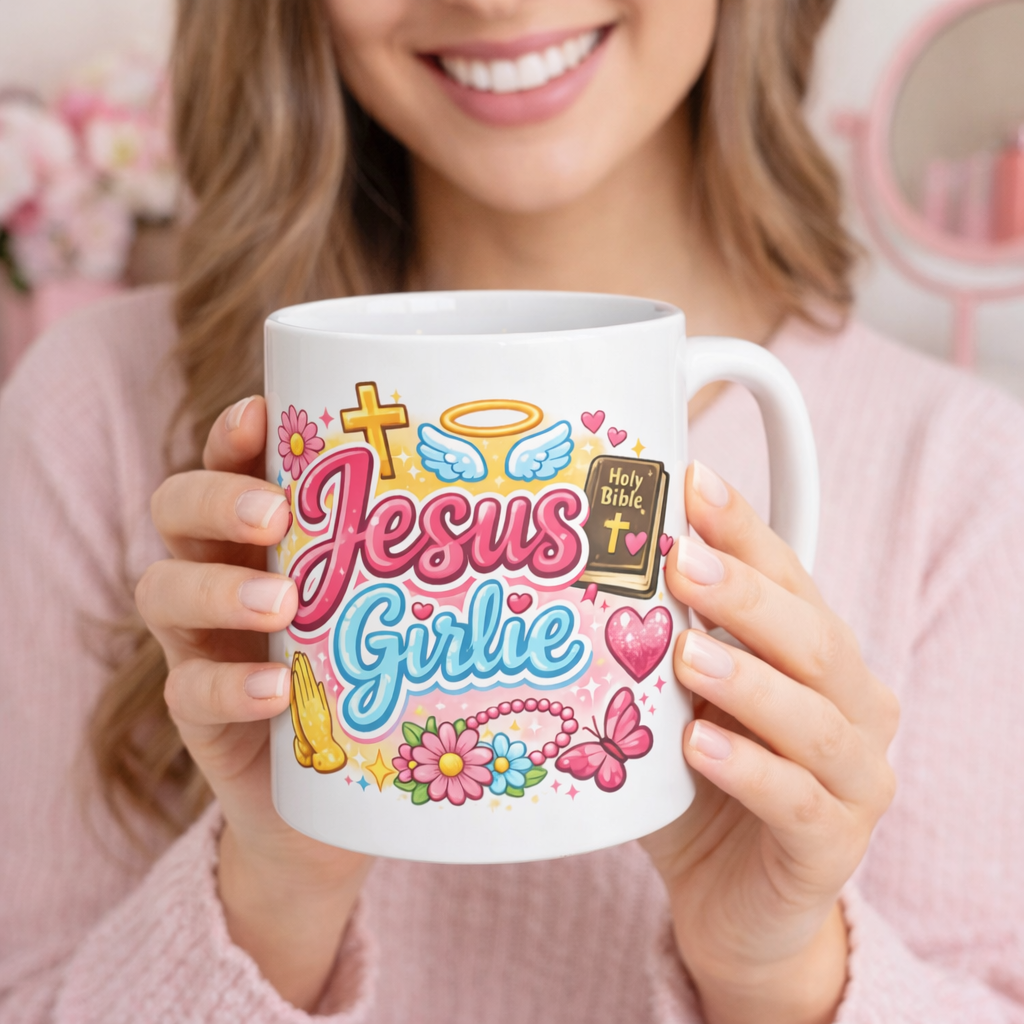 Jesus Girlie Coffee Mug — Cute Christian Women's Ceramic Mug (11oz)
