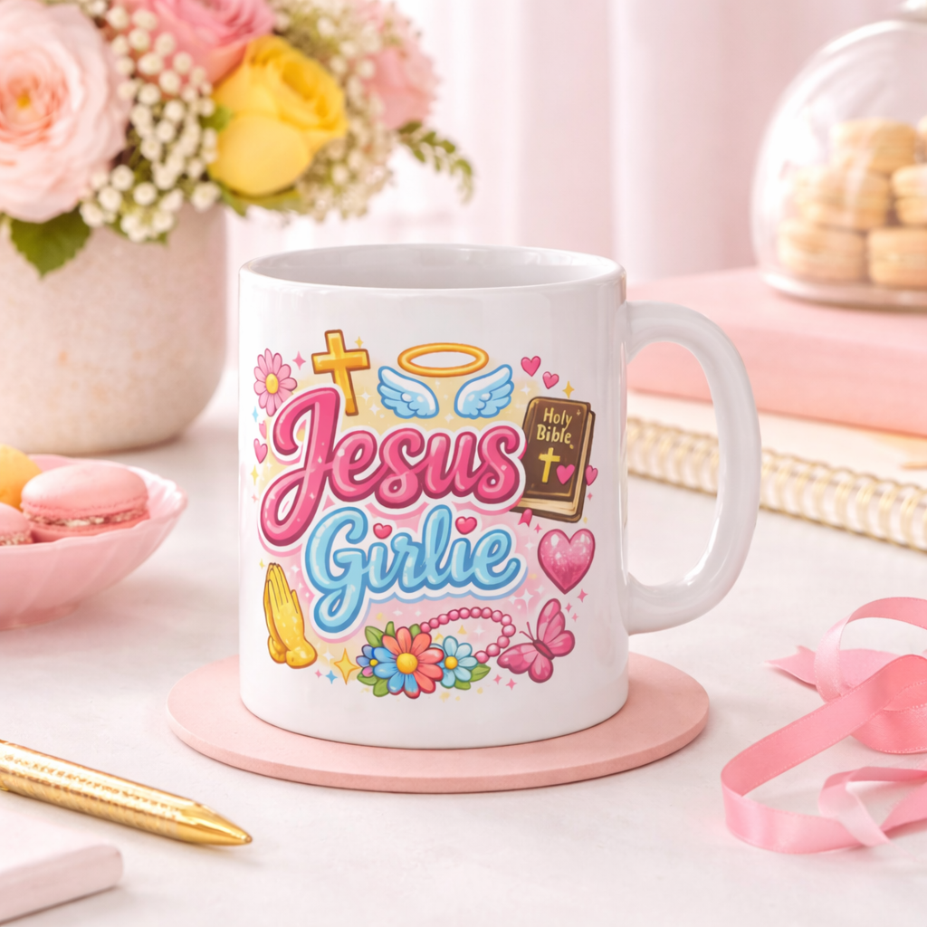 Jesus Girlie Coffee Mug — Cute Christian Women's Ceramic Mug (11oz)