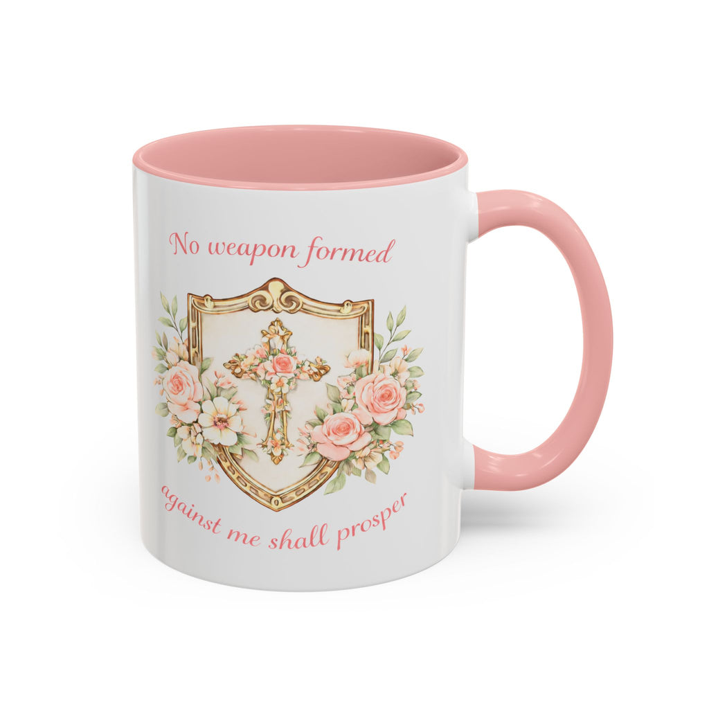 No Weapon Formed Against Me | Floral Women's Coffee Mug, Inspirational Bible Verse