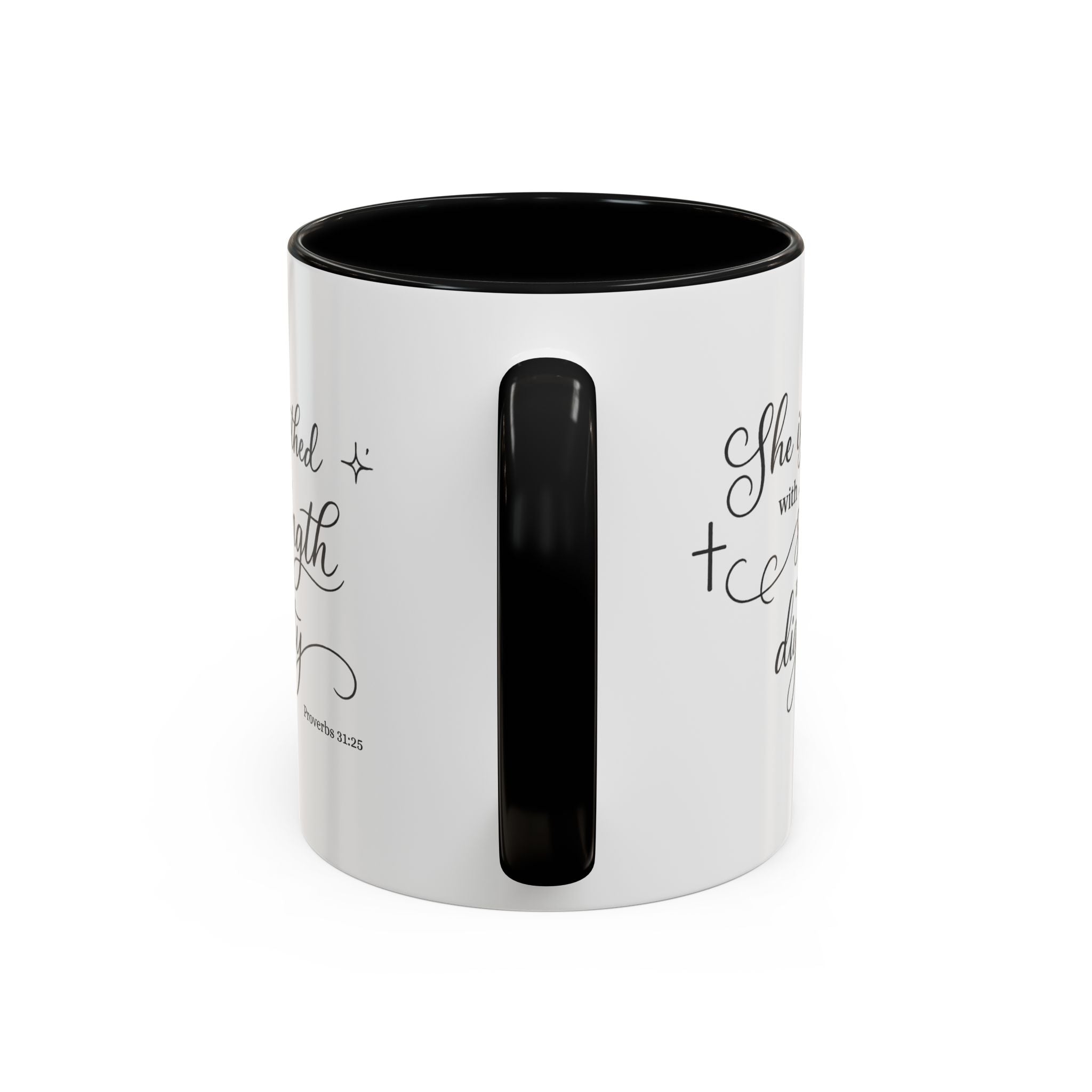 "She Is Clothed in Strength and Dignity" | Women's Inspirational Bible Verse Coffee Mug