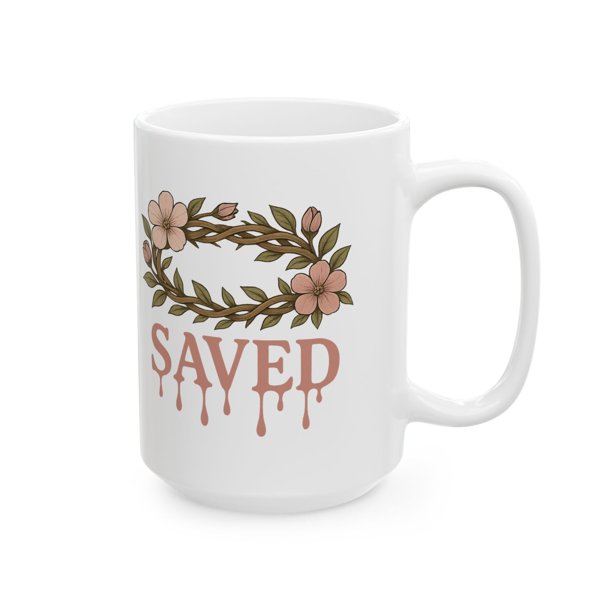 Saved | Christian Faith-Based Floral Coffee mug