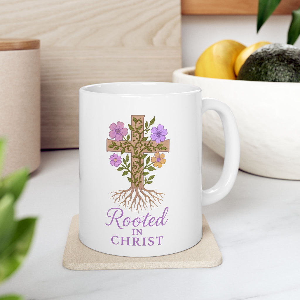 Rooted in Christ | Christian Faith-Based Motivational Coffee Mug
