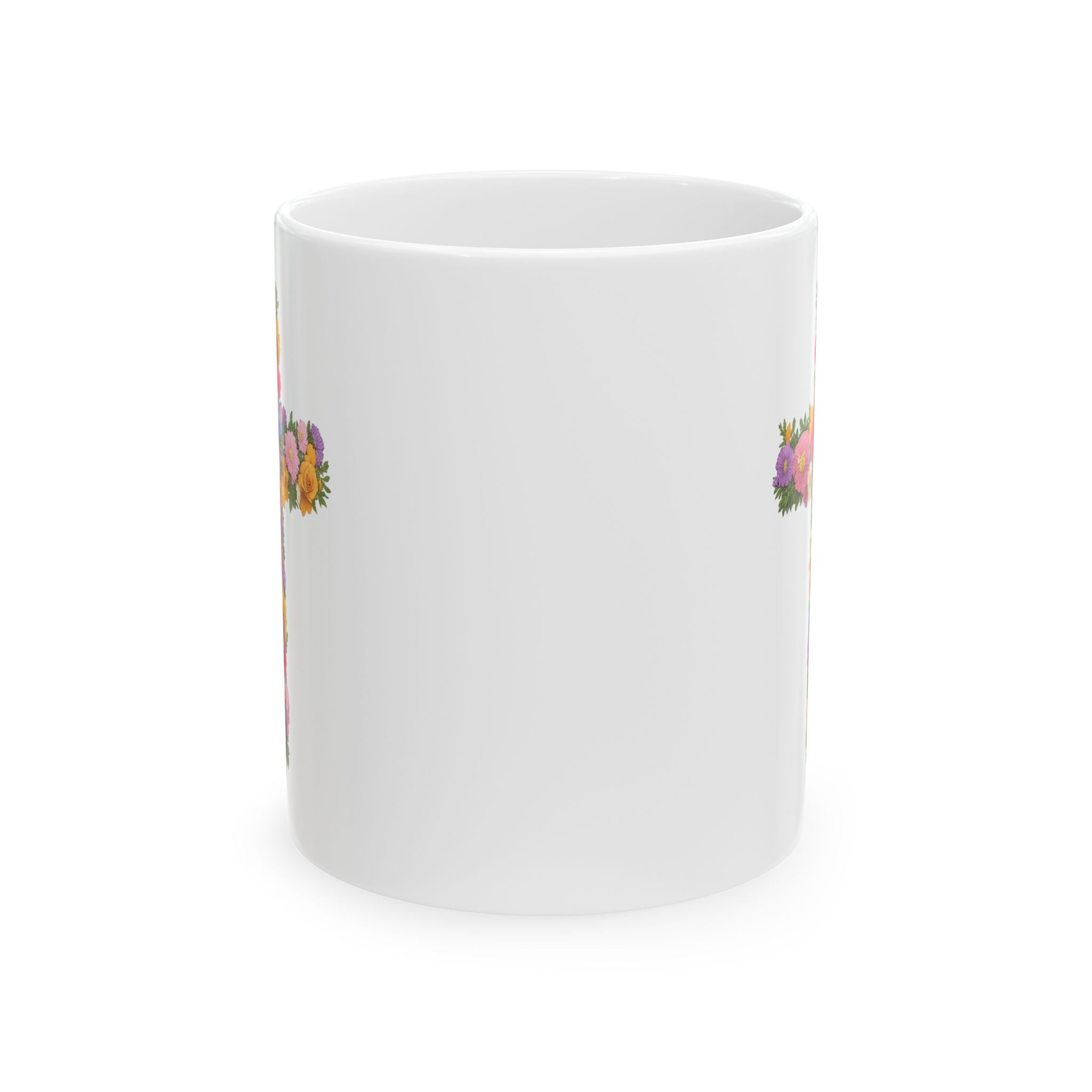 Christian Women's Floral Mug | Faith-Based Cross  Motivational Coffee Tea Cup