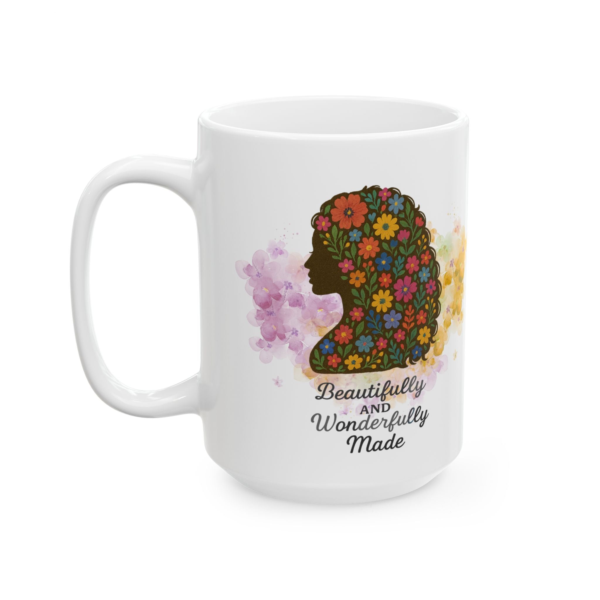 Beautifully and Wonderfully Made | Christian Faith-Based Floral Ceramic Coffee Mug