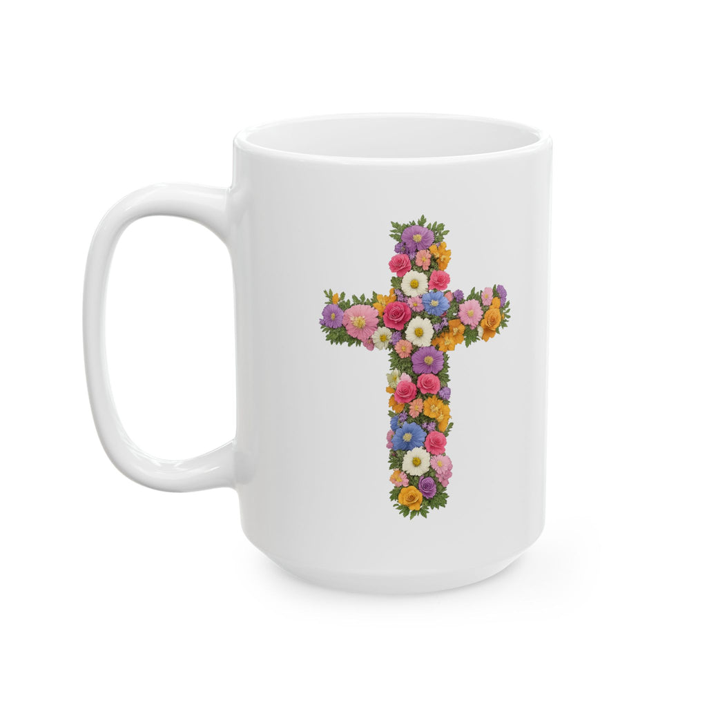 Christian Women's Floral Mug | Faith-Based Cross  Motivational Coffee Tea Cup