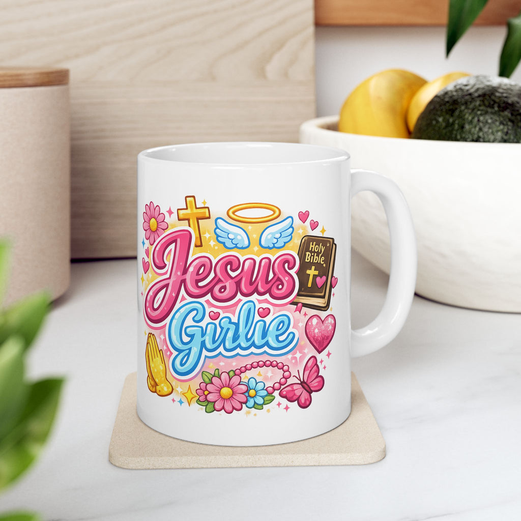 Jesus Girlie Coffee Mug — Cute Christian Women's Ceramic Mug (11oz)