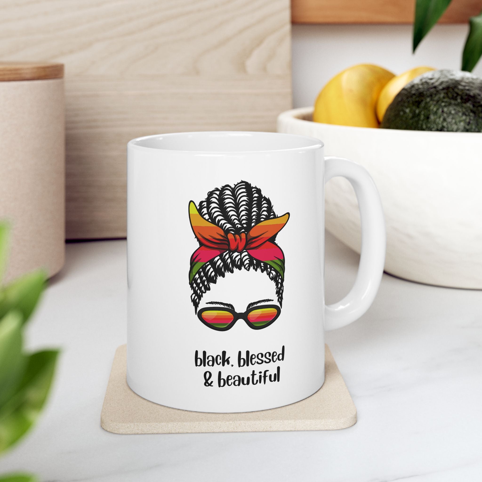 Black, Blessed, and Beautiful | Christian Faith-Based Women's Ceramic Coffee Mug