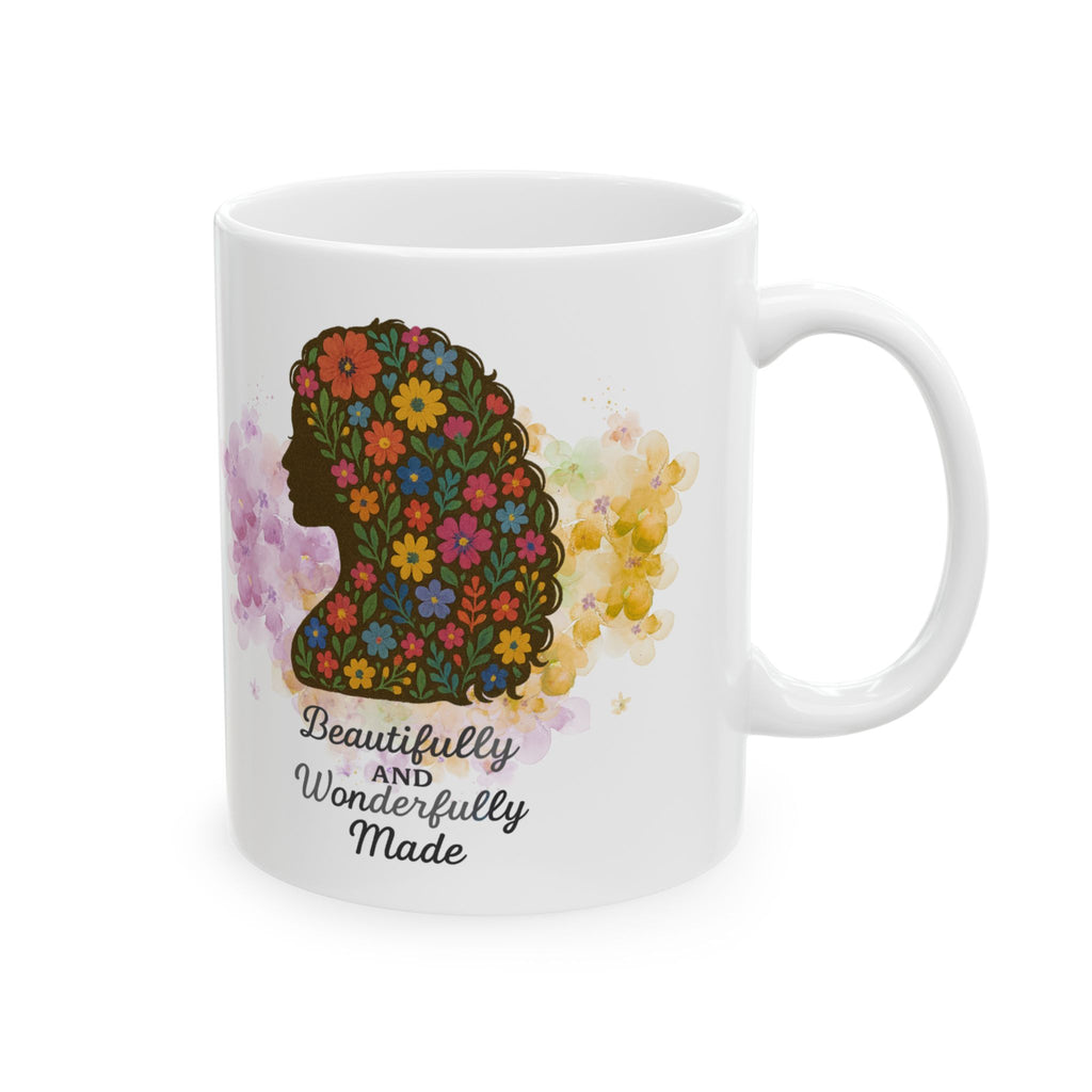 Beautifully and Wonderfully Made | Christian Faith-Based Floral Ceramic Coffee Mug