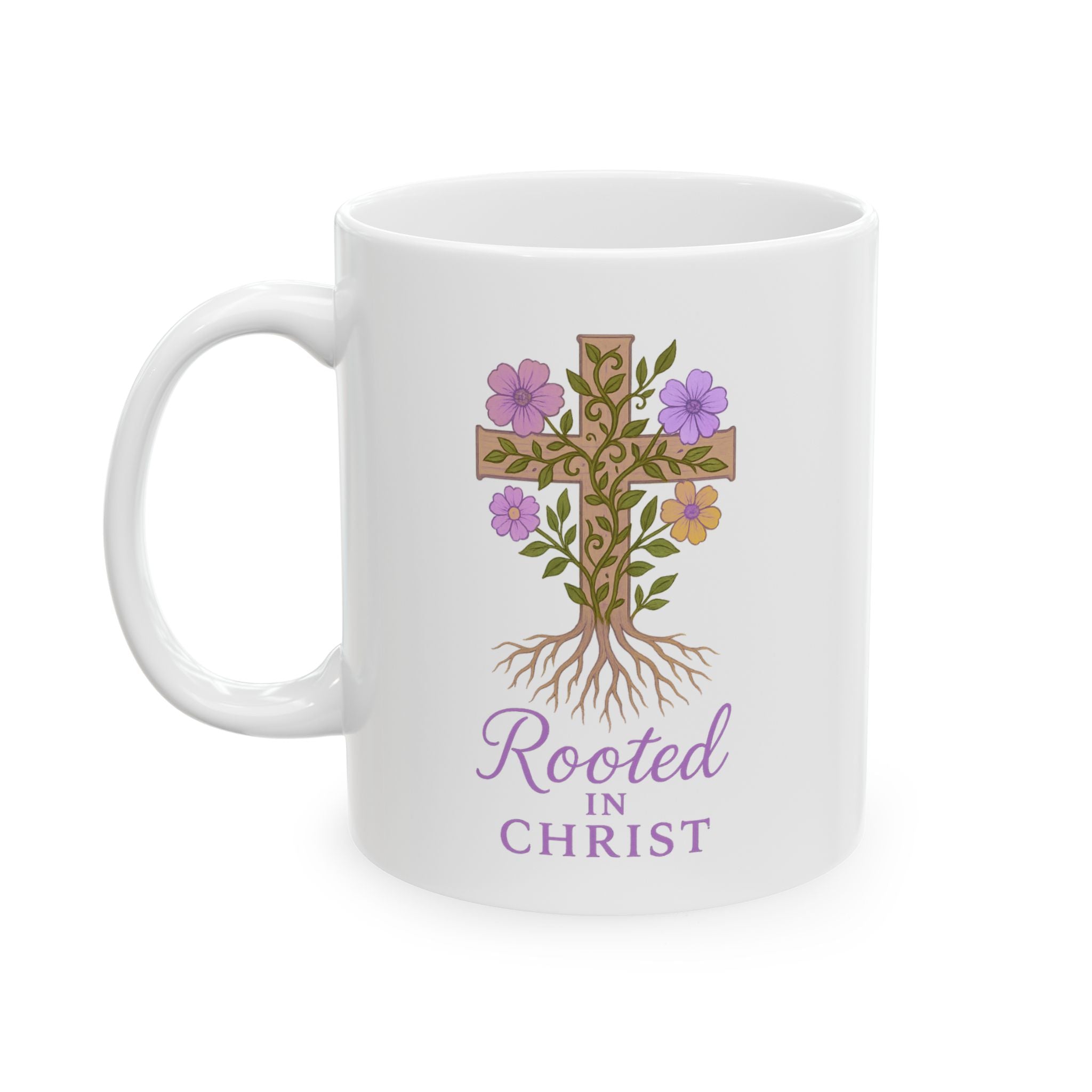 Rooted in Christ | Christian Faith-Based Motivational Coffee Mug