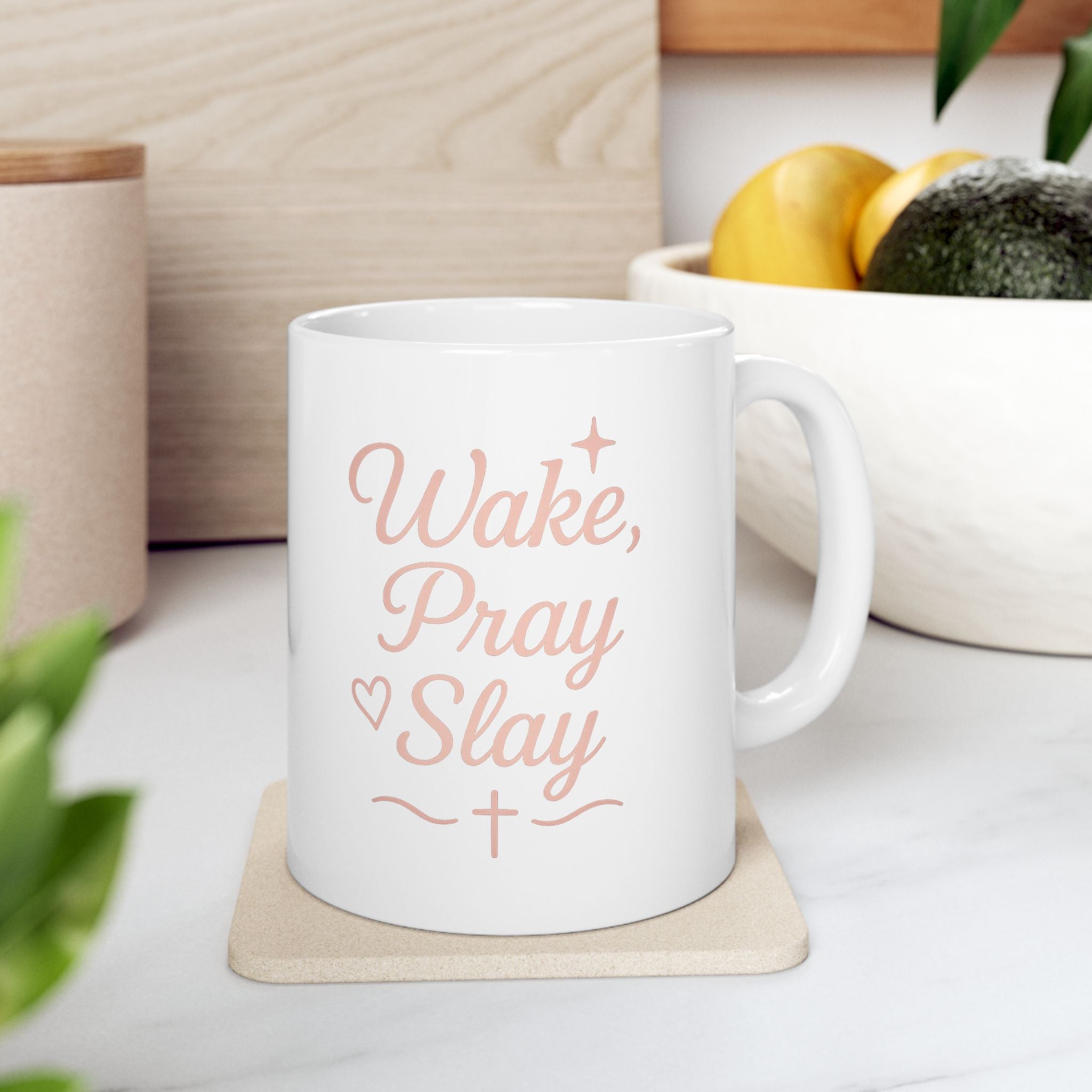 Wake, Pray, Slay | Christian Faith-Based Women's Ceramic Coffee Mug